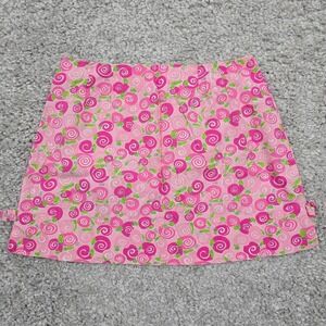 Lilly Pulitzer Mini Skirt Women's Size 2‎ Pink Snail Print Stretch Cotton Bows